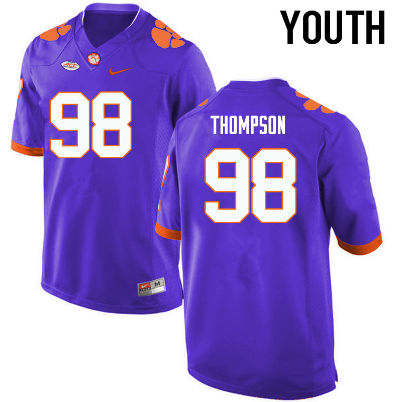 Youth Clemson Tigers #98 Brandon Thompson College Football Jerseys-Purple - Click Image to Close